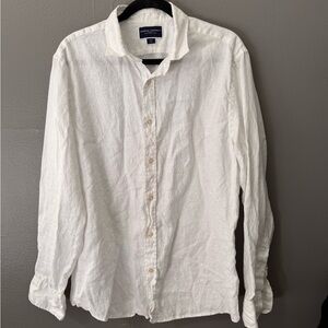 Charles Tyrwhitt White Linen Button Down Large